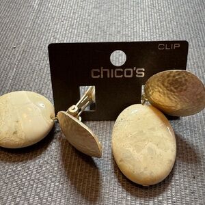 Chico's Beige Oval Clip-On Earrings